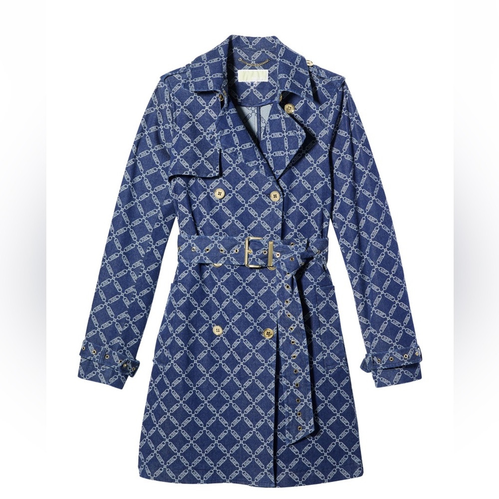 Michael kors denim trench nwt